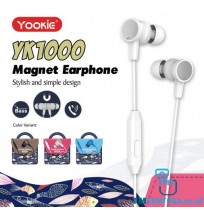 MAGNETIC EARPHONE / HEADSET WITH MIC AND CABLE (YK1000) - WHITE